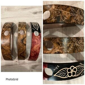 Set of 3 Hawaiian Koa Wine Bottle Holders